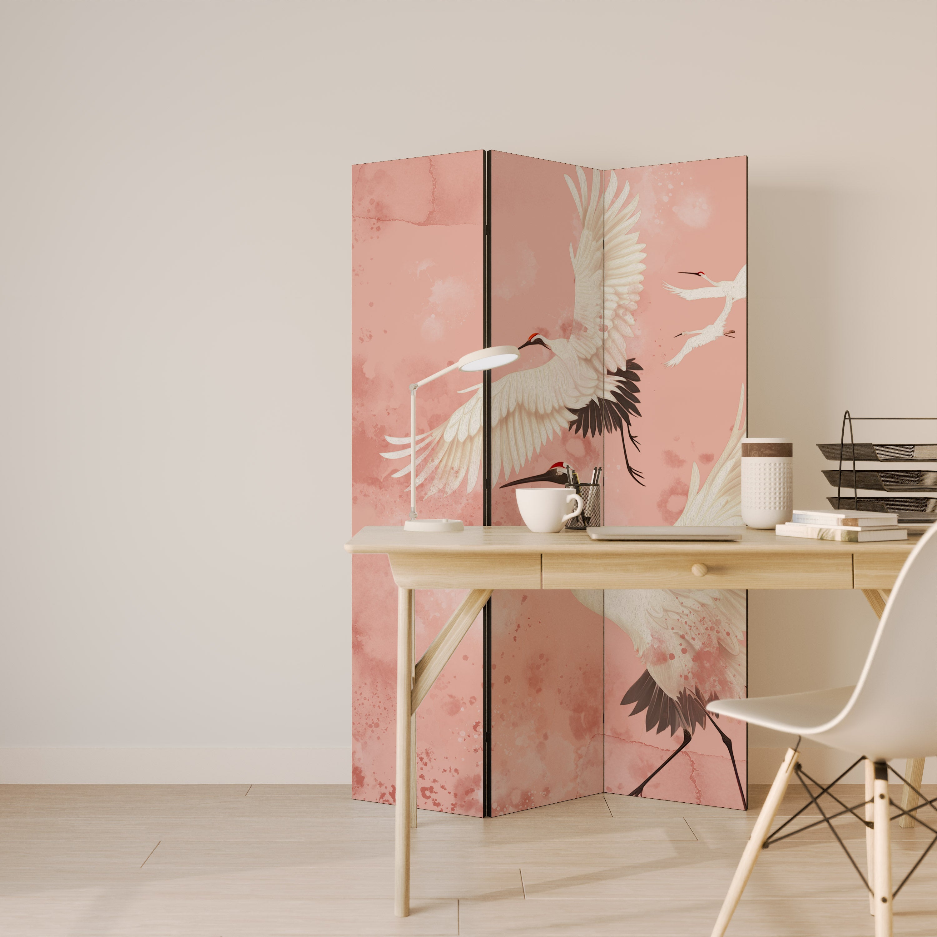 CRANE DANCE Decorative 3-Panel Room Divider