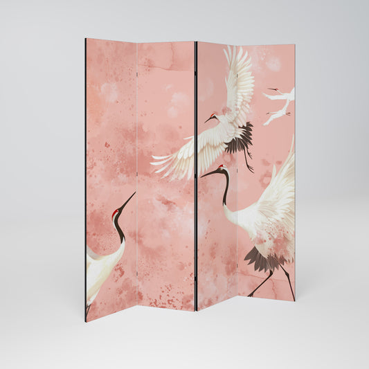 CRANE DANCE Biombo de 4 paneles