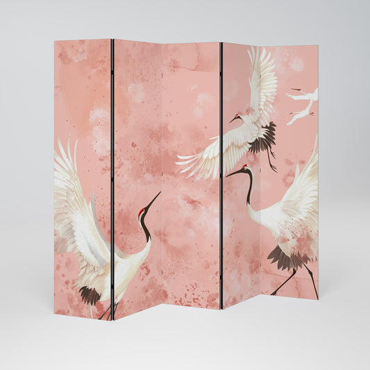 CRANE DANCE Biombo de 5 paneles