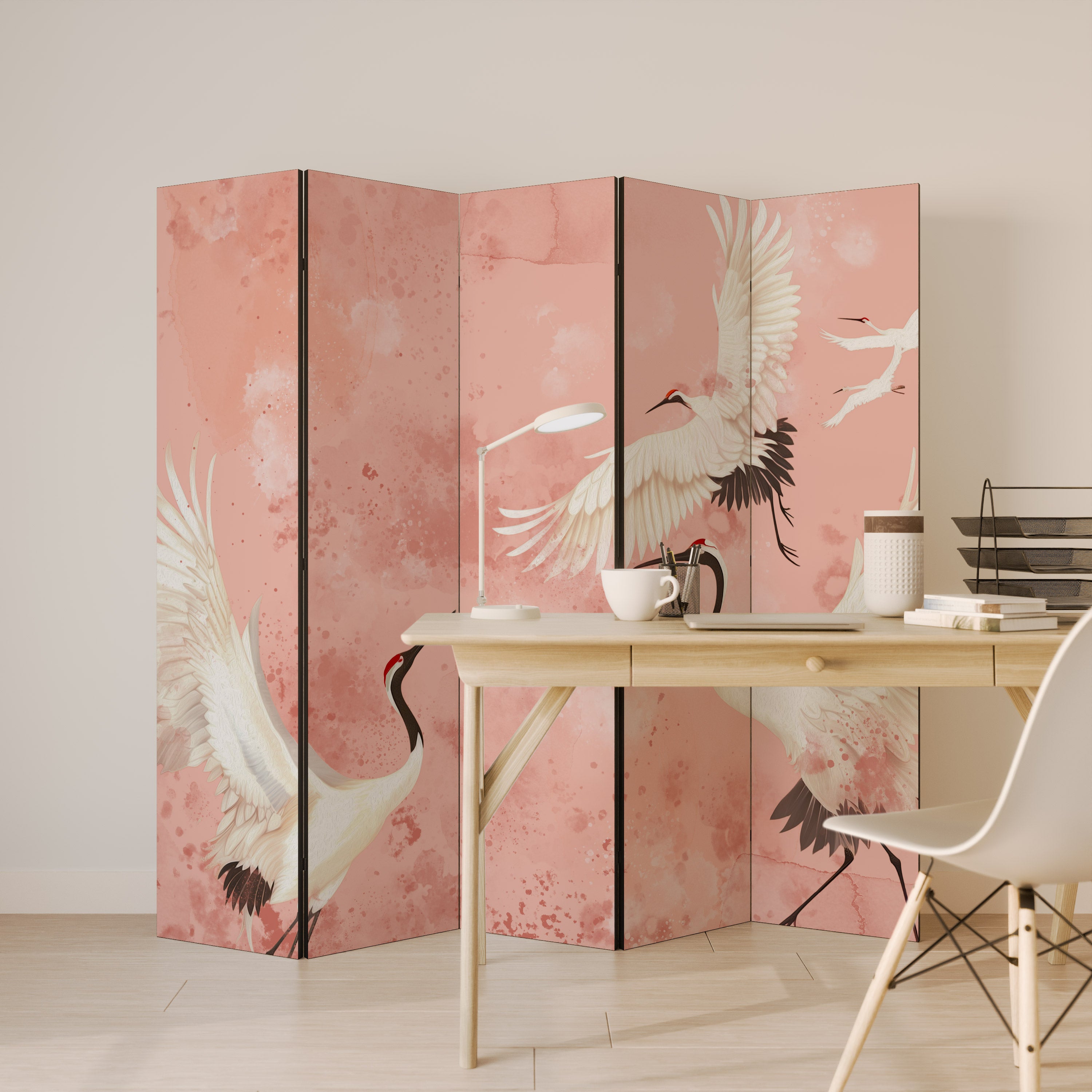 CRANE DANCE Decorative 5-Panel Room Divider