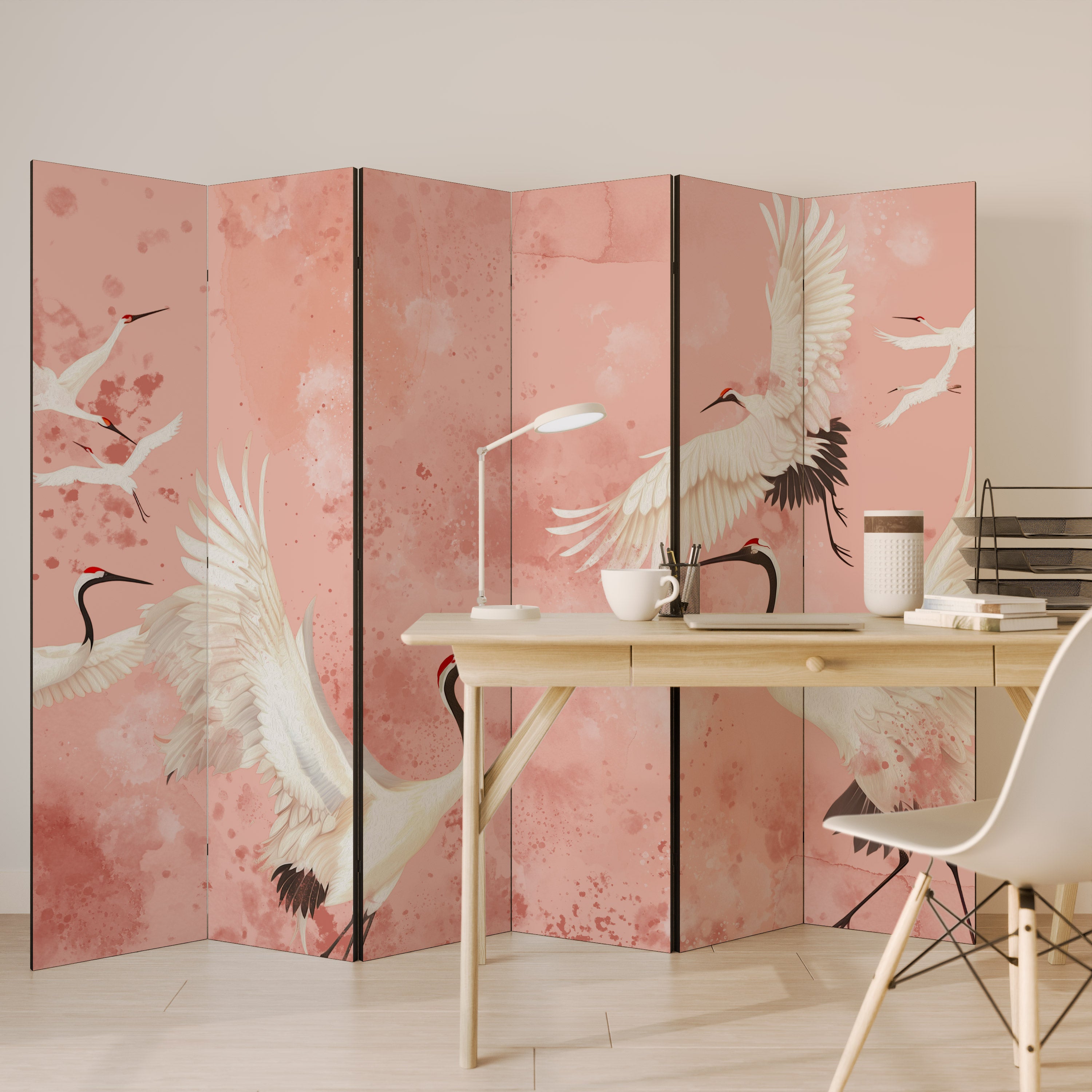 CRANE DANCE Decorative 6-Panel Room Divider