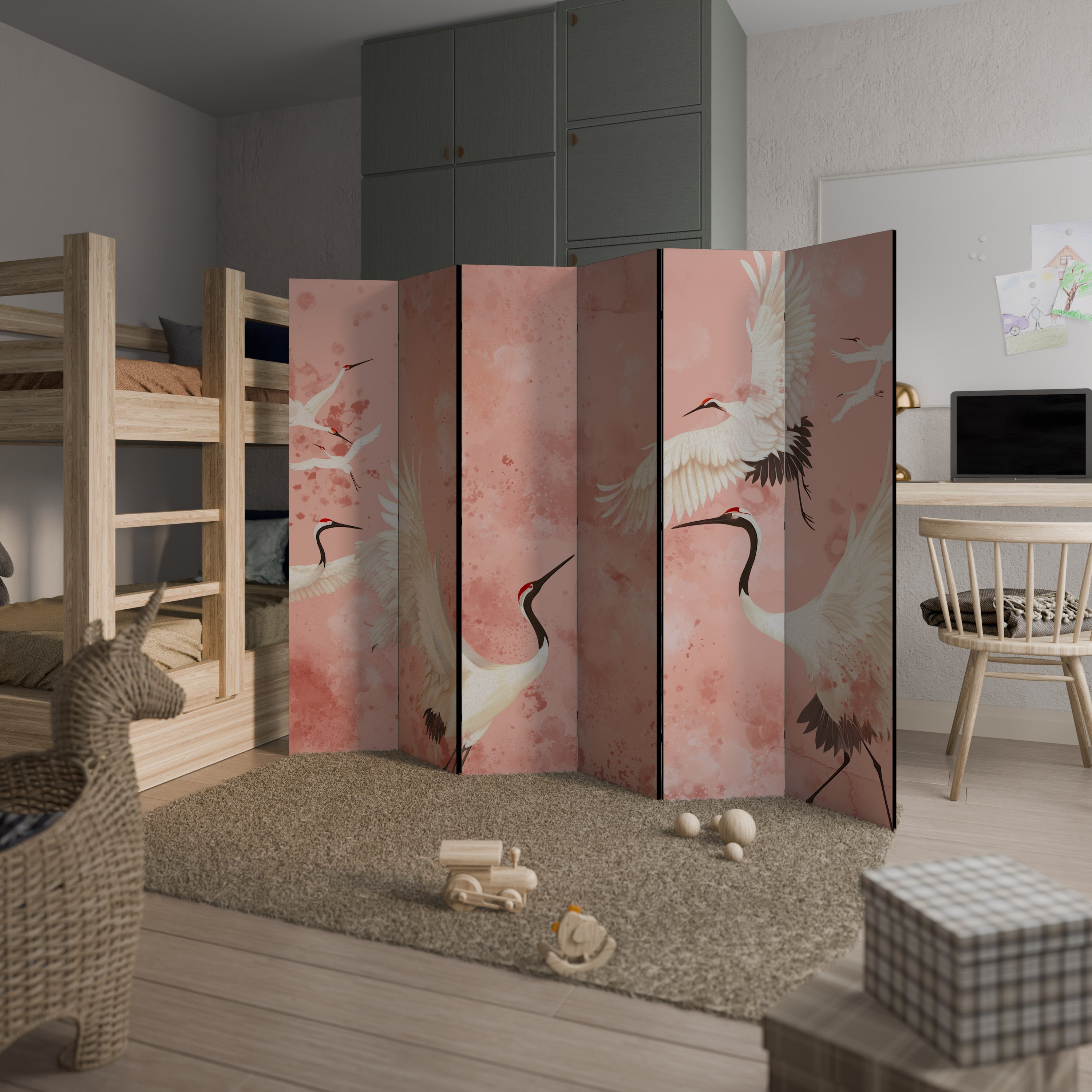 CRANE DANCE Decorative 6-Panel Room Divider