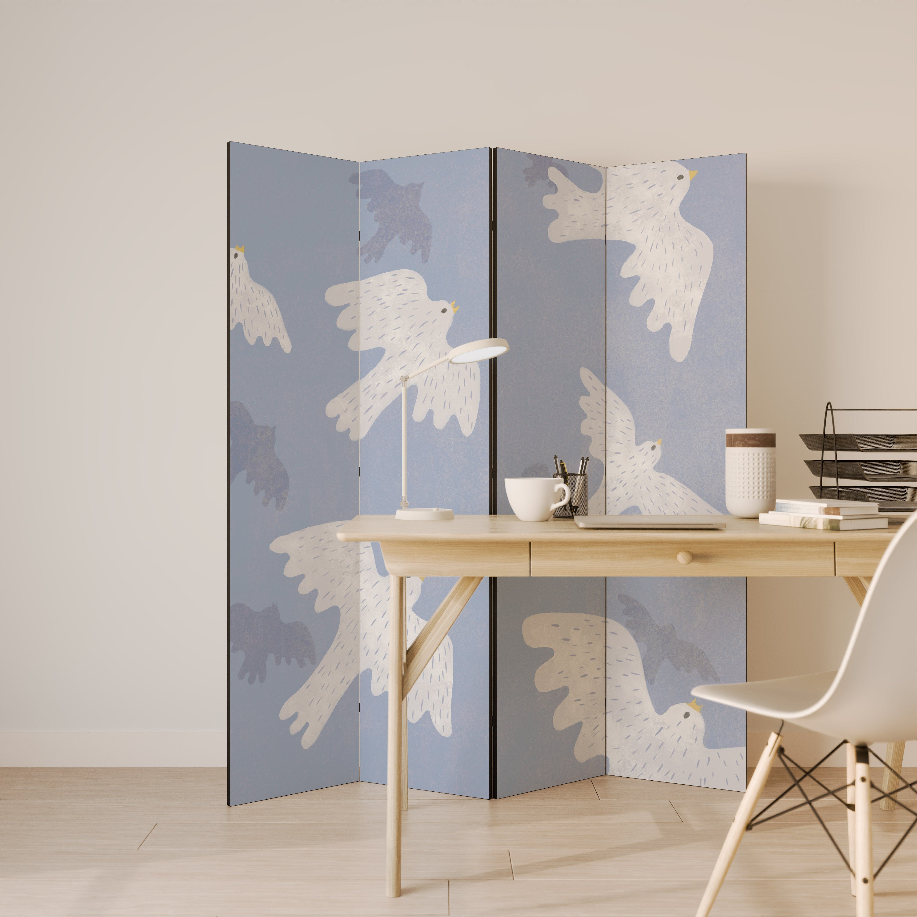SLOWLY FLOAT Decorative 4-Panel Room Divider