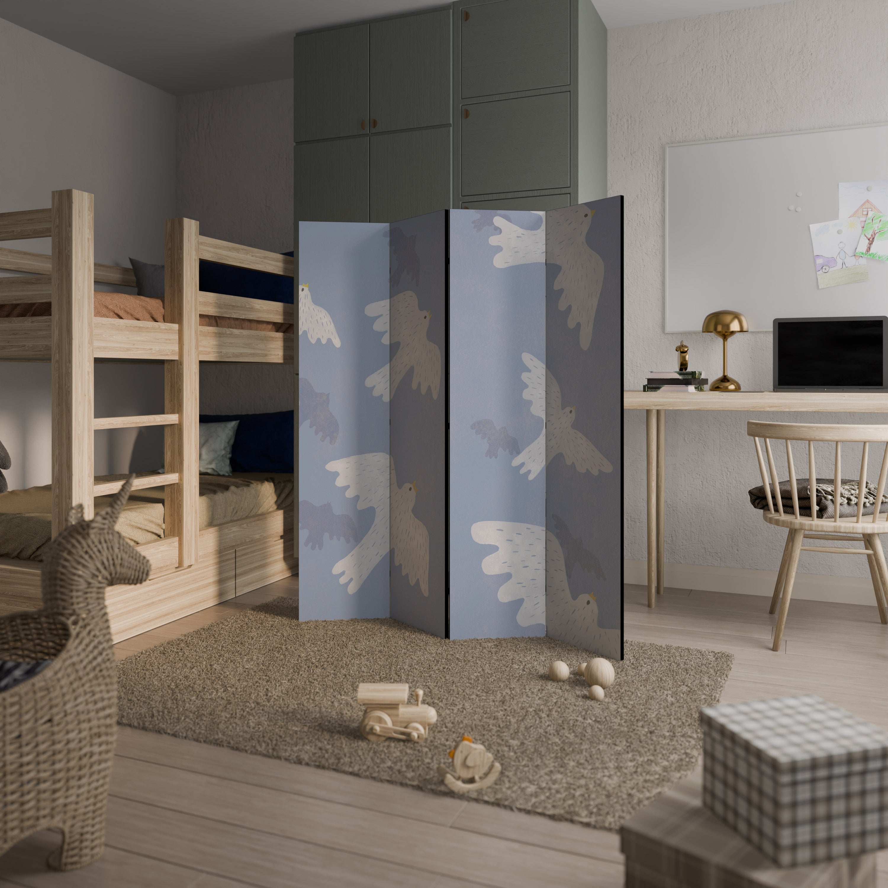 SLOWLY FLOAT Decorative 4-Panel Room Divider