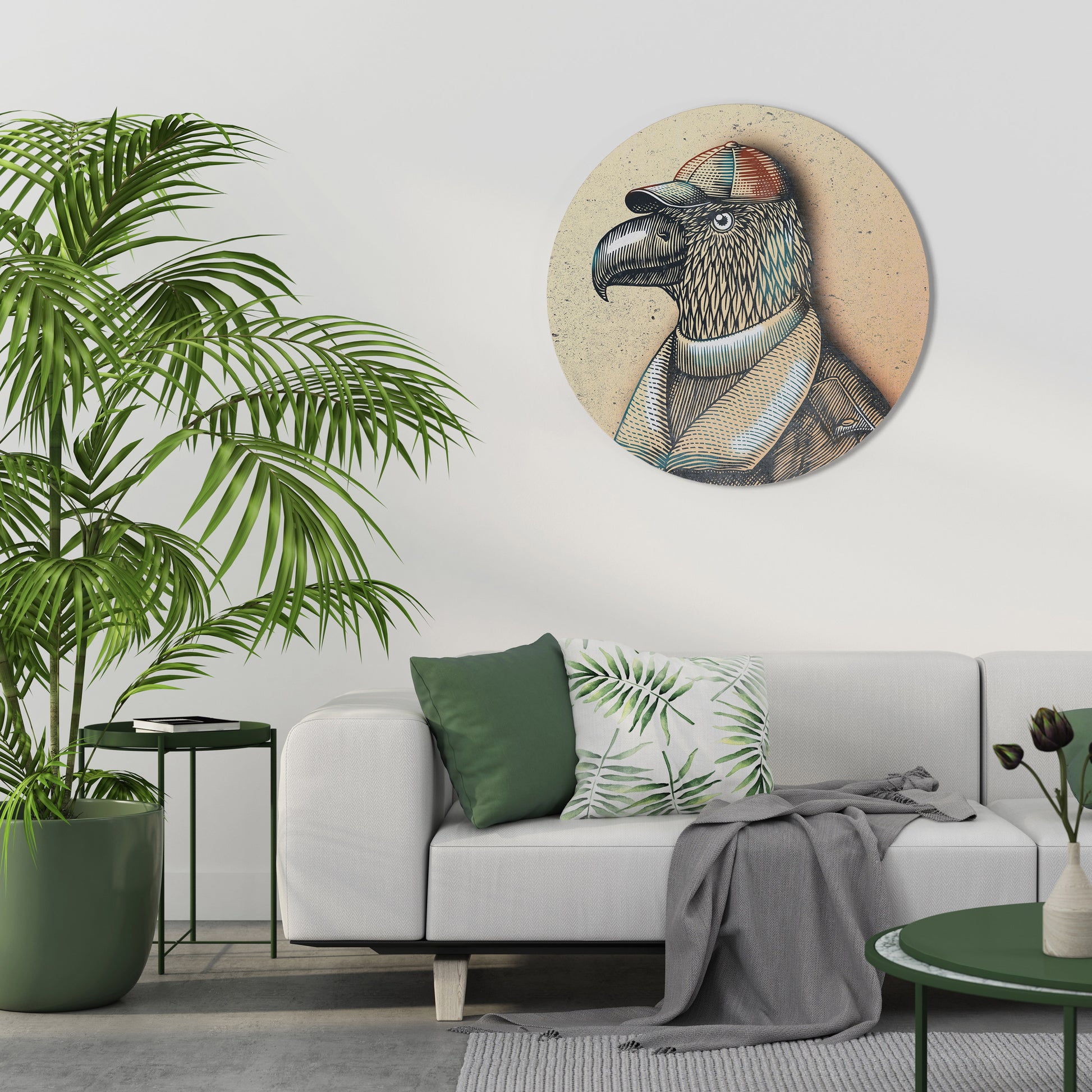 Arte de pared redondo FEATHERED FASHIONISTA