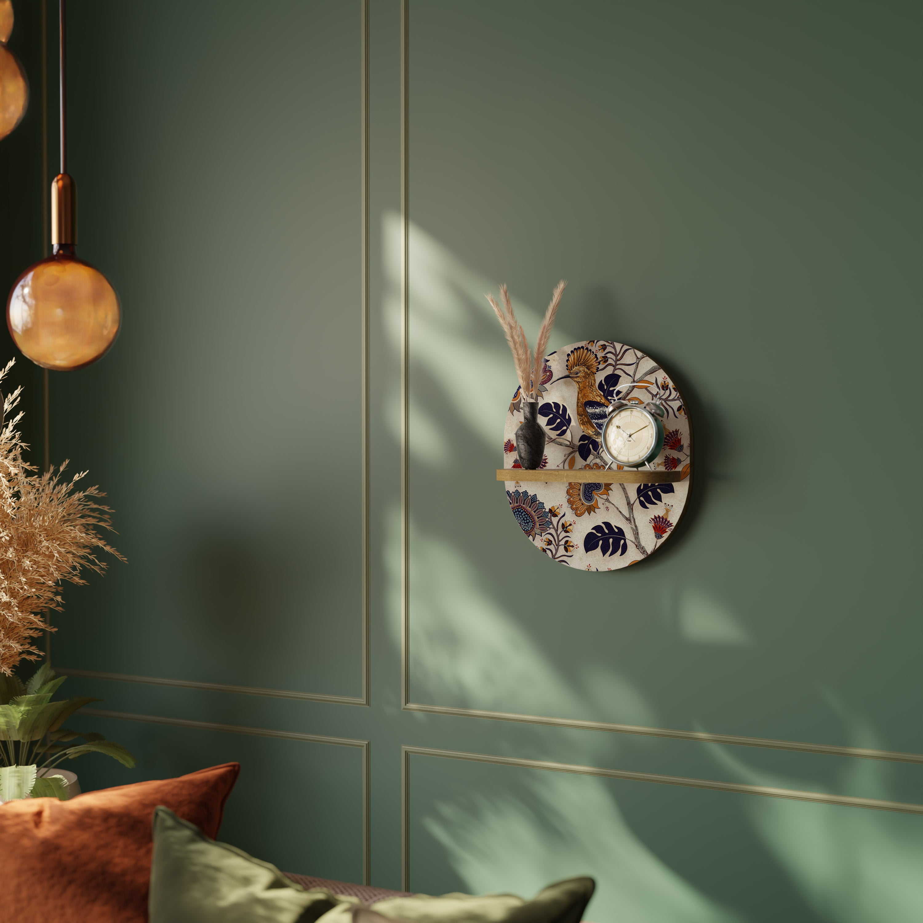 EMINENT HOOPOE Oval Art Shelf In Oak Effect