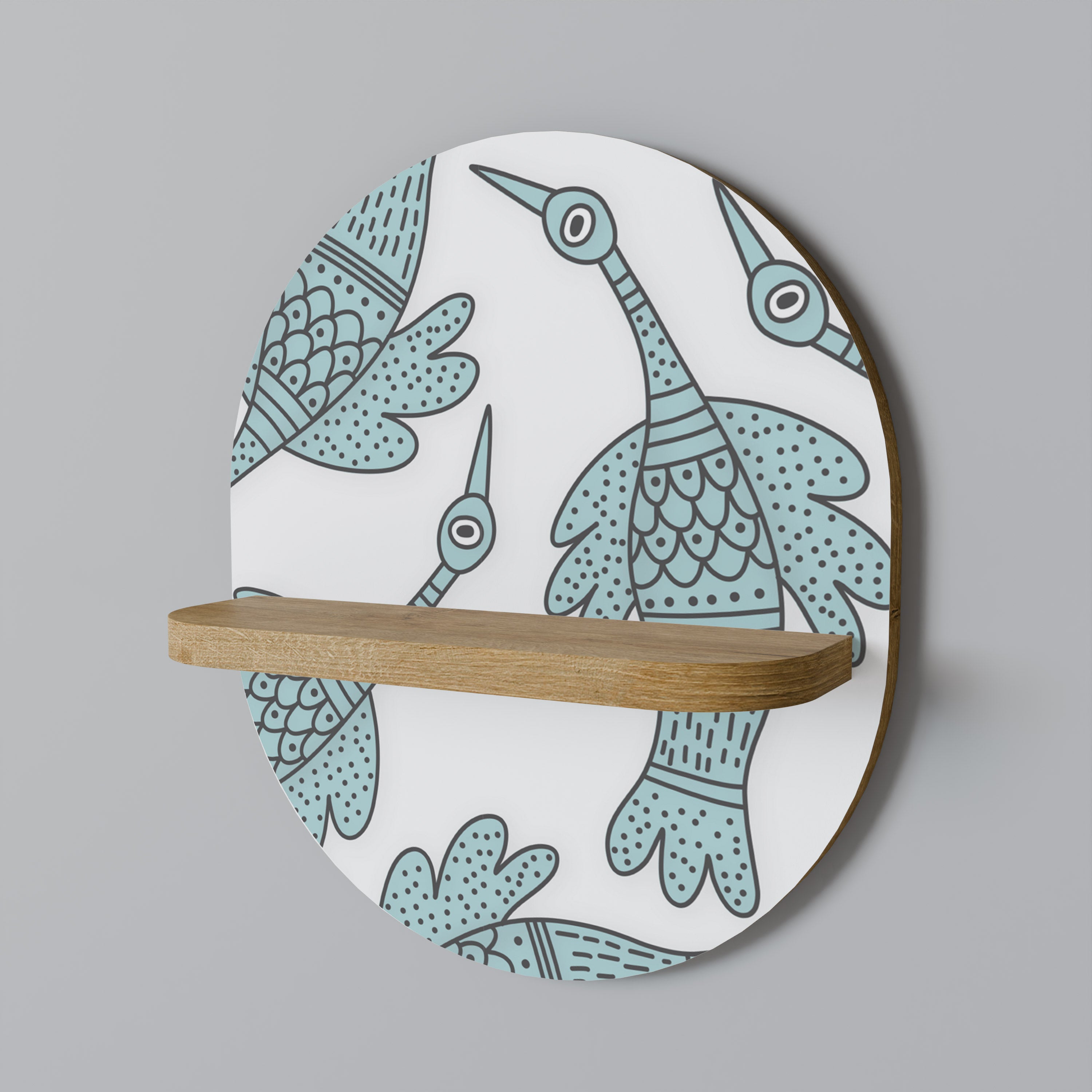 WATERSPOUT SONGIBIRD Oval Art Shelf In Oak Effect