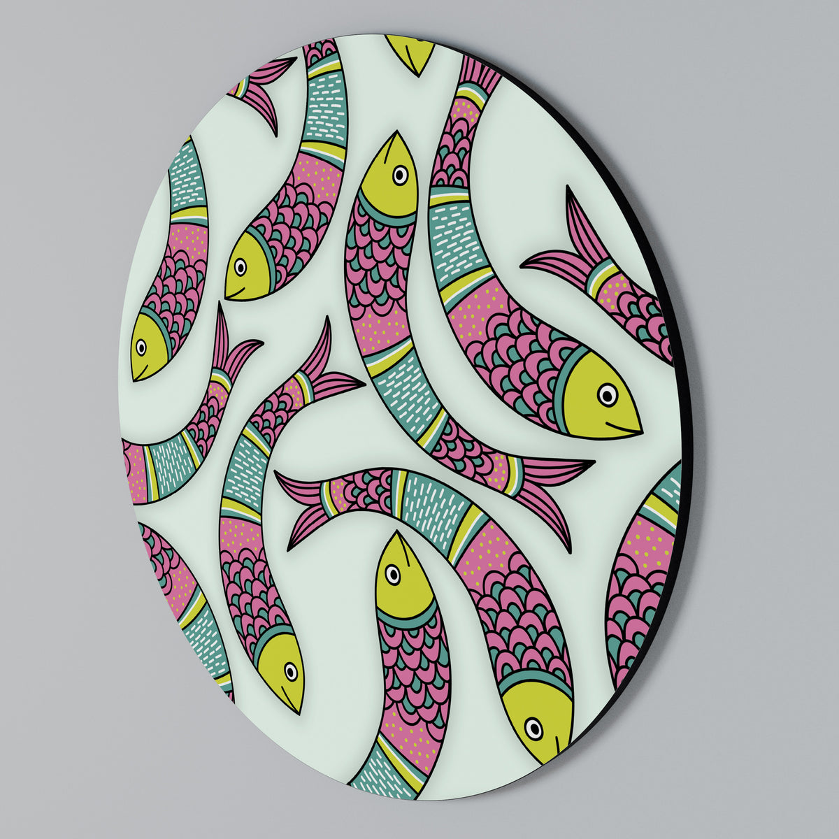 INDIAN FISH Arte de pared redondo