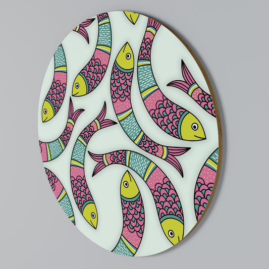 INDIAN FISH Arte de pared redondo