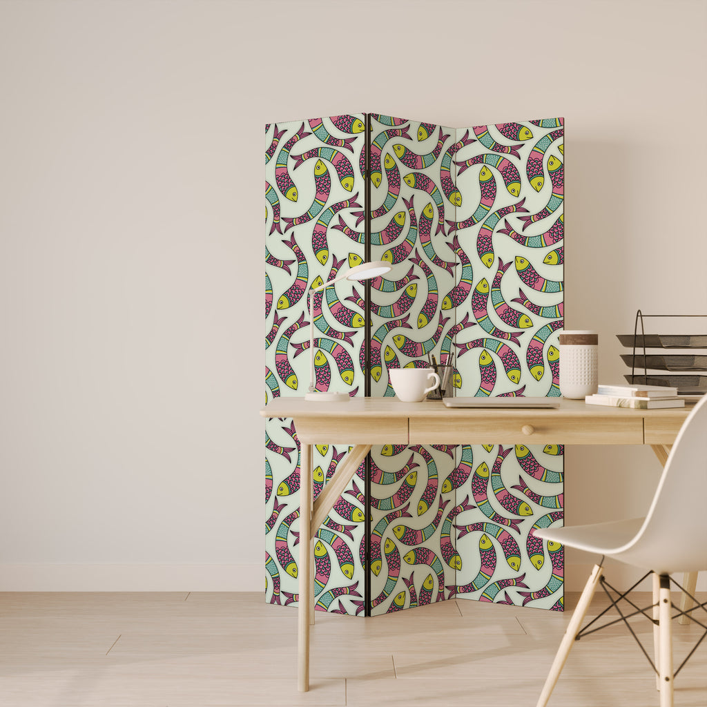 INDIAN FISH Biombo de 3 paneles