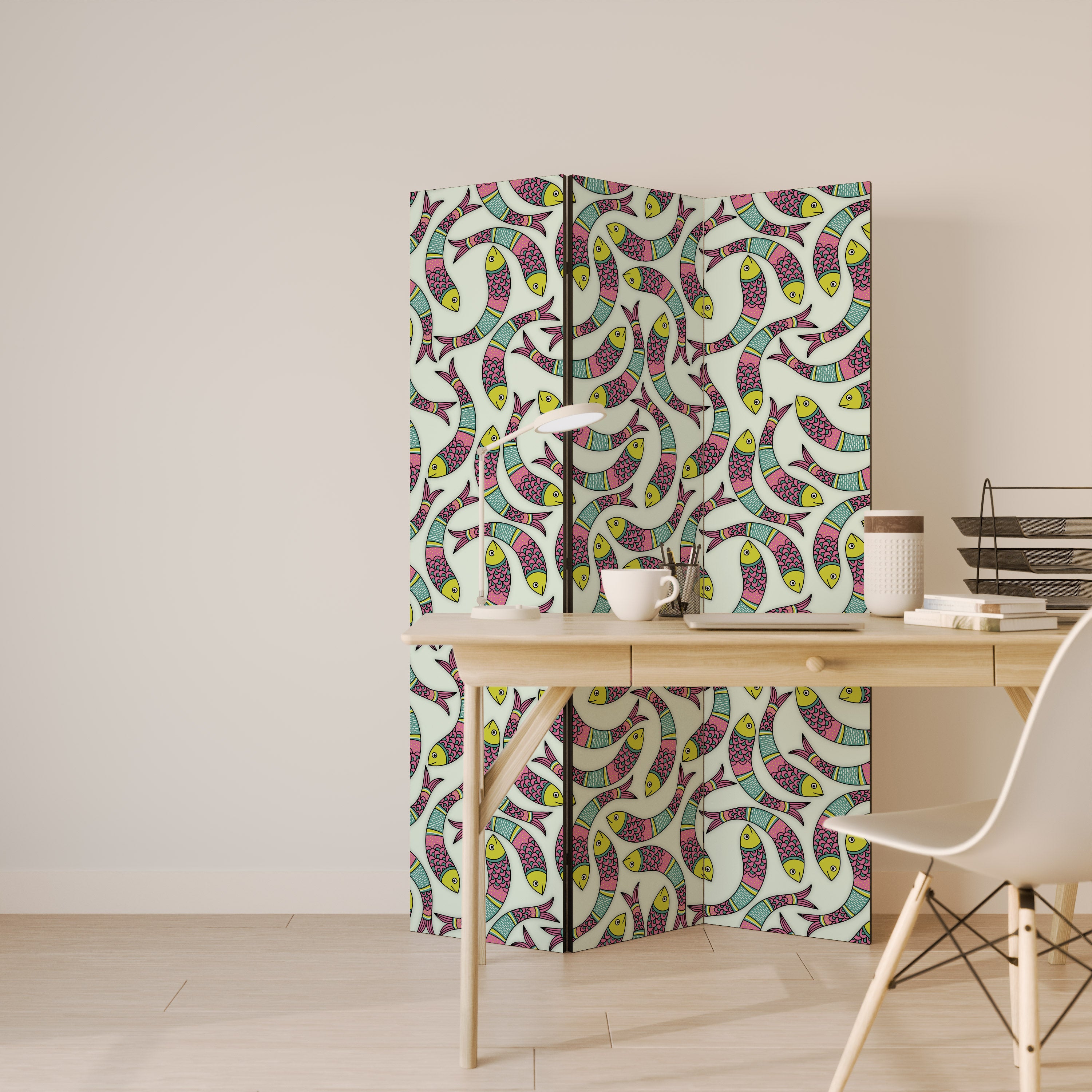 INDIAN FISH Decorative 3-Panel Room Divider