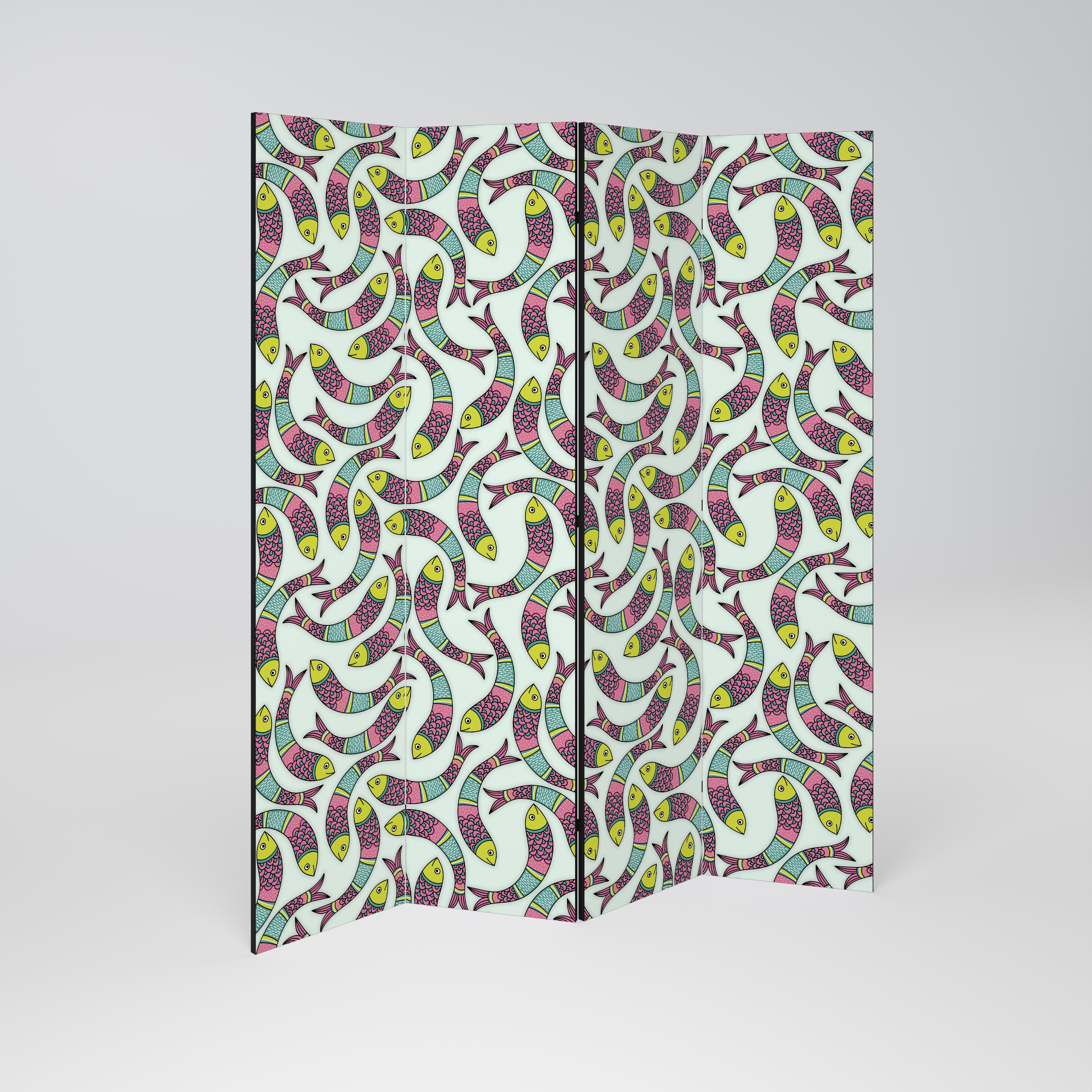INDIAN FISH Decorative 4-Panel Room Divider