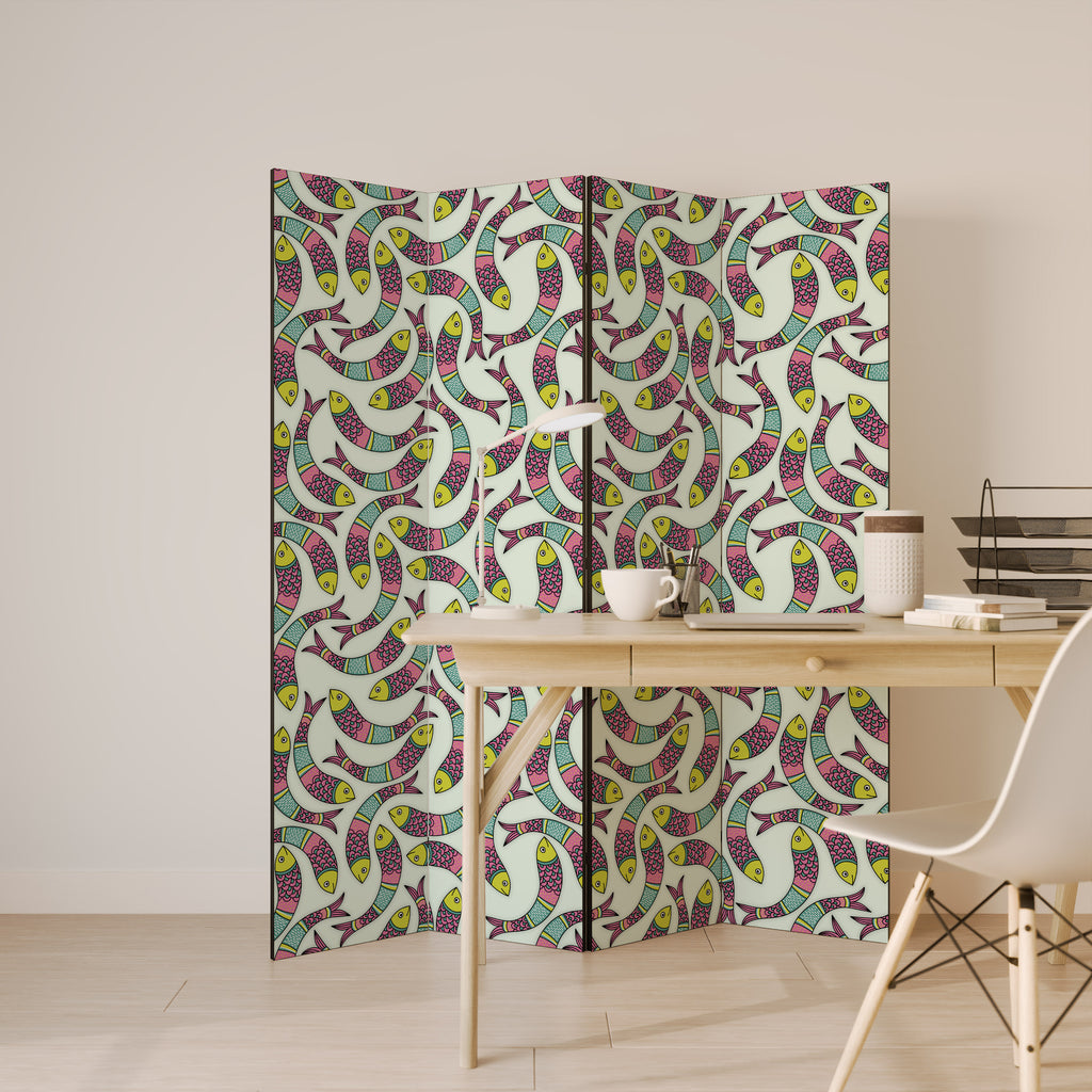 INDIAN FISH Decorative 4-Panel Room Divider