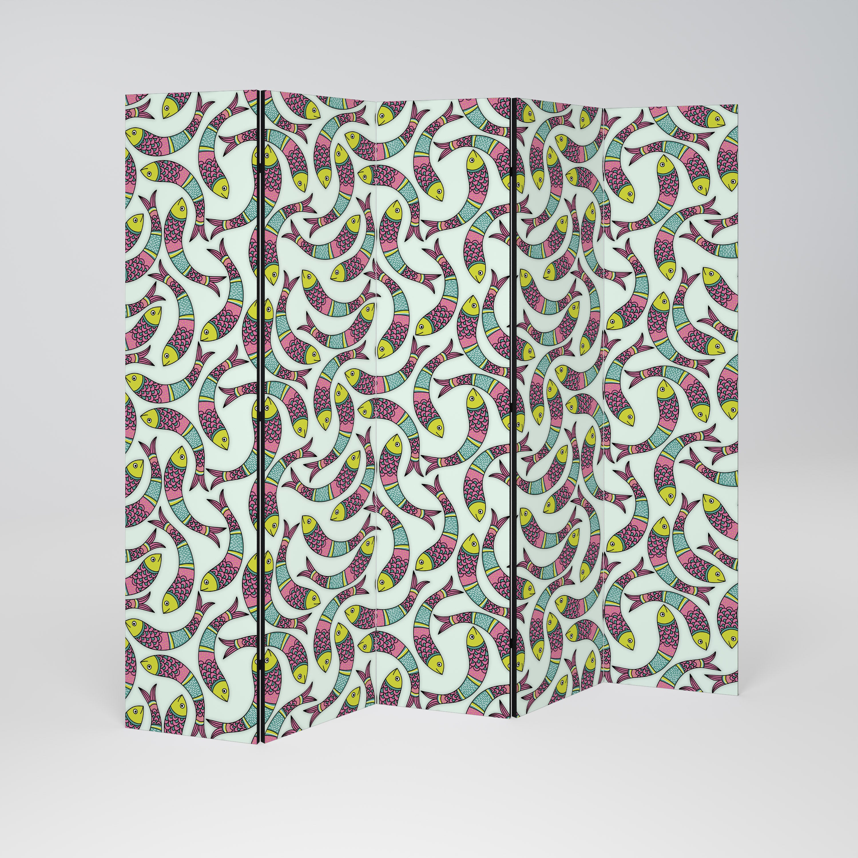 INDIAN FISH Biombo de 5 paneles