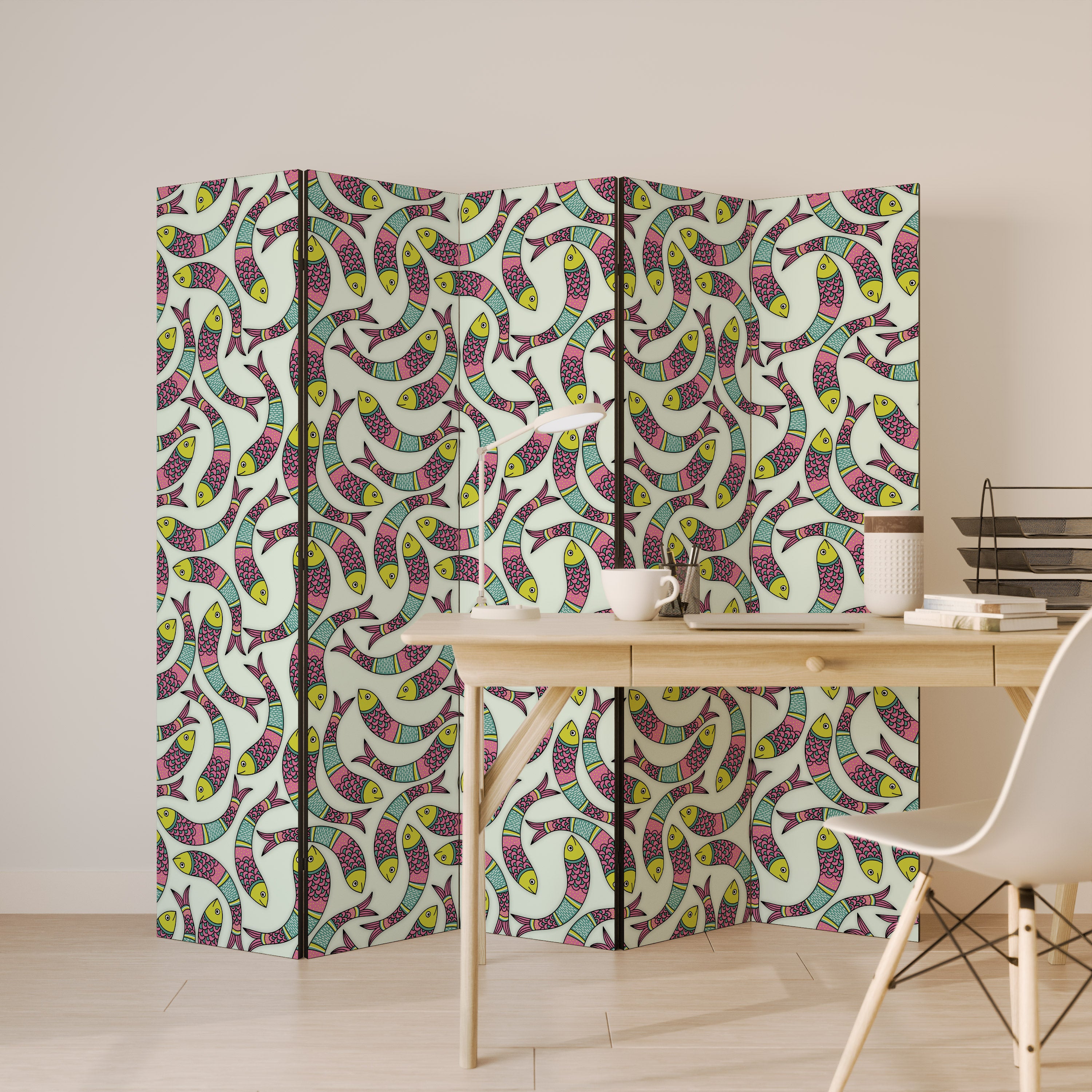 INDIAN FISH Decorative 5-Panel Room Divider