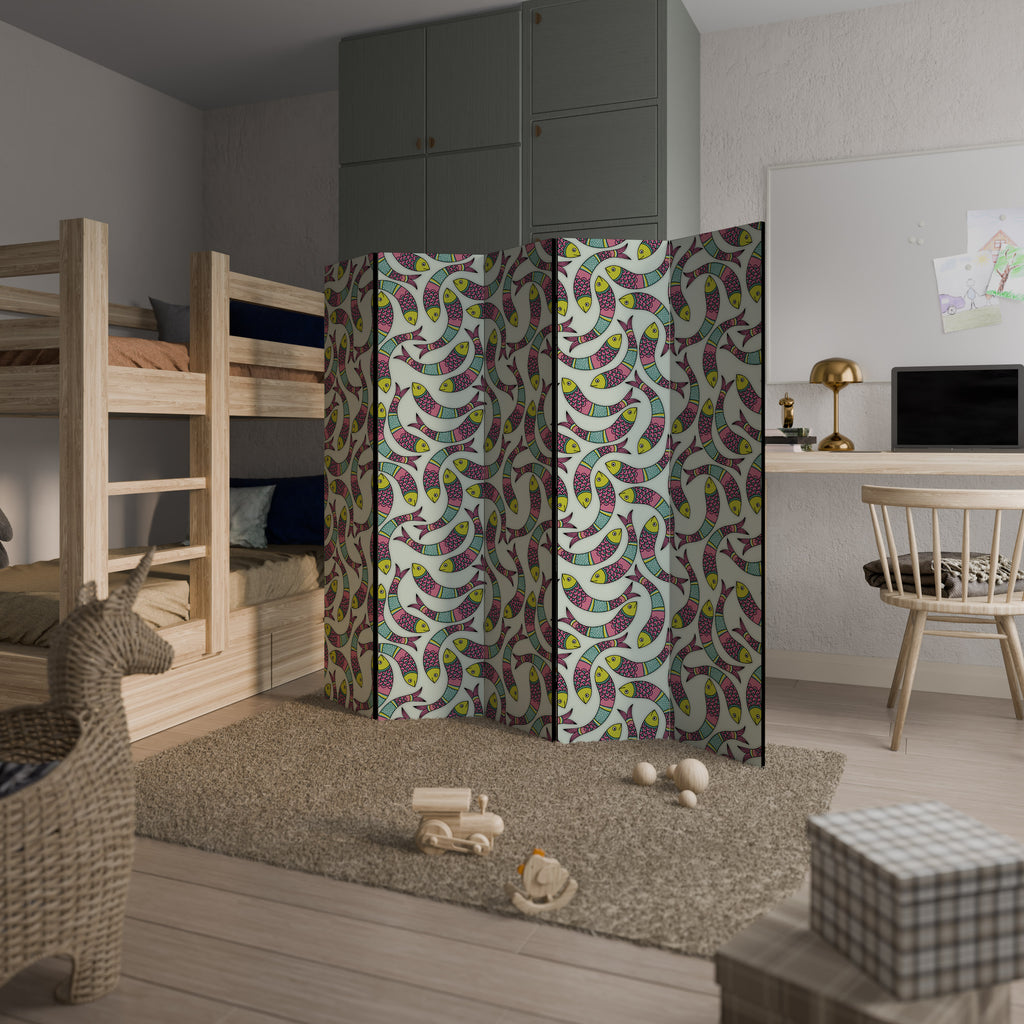 INDIAN FISH Decorative 5-Panel Room Divider