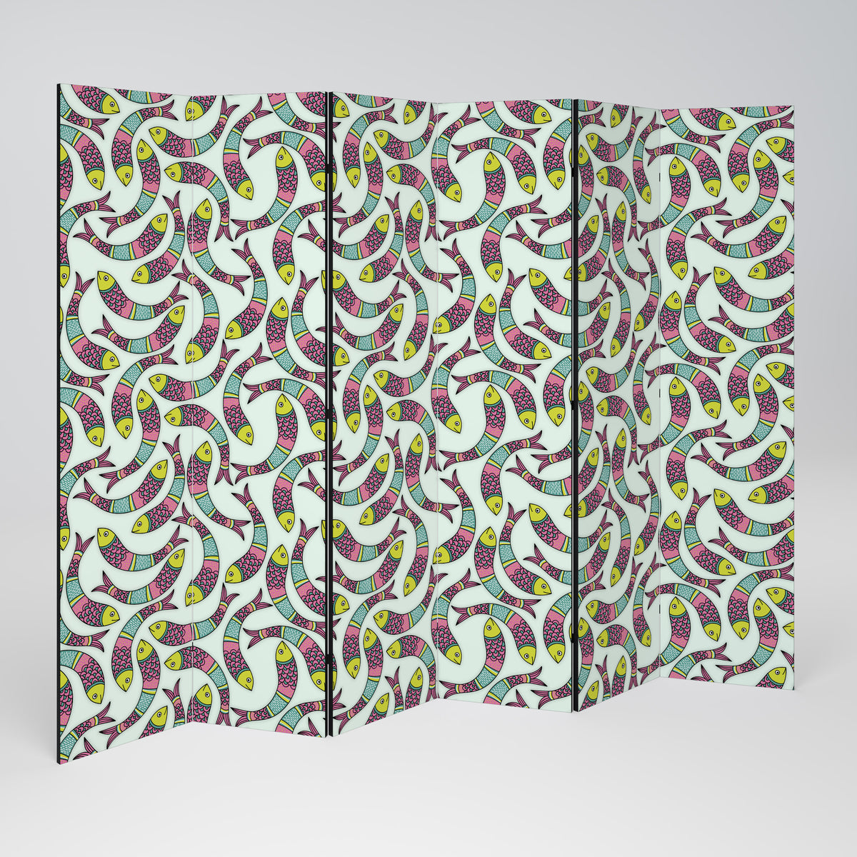 INDIAN FISH Biombo de 6 paneles