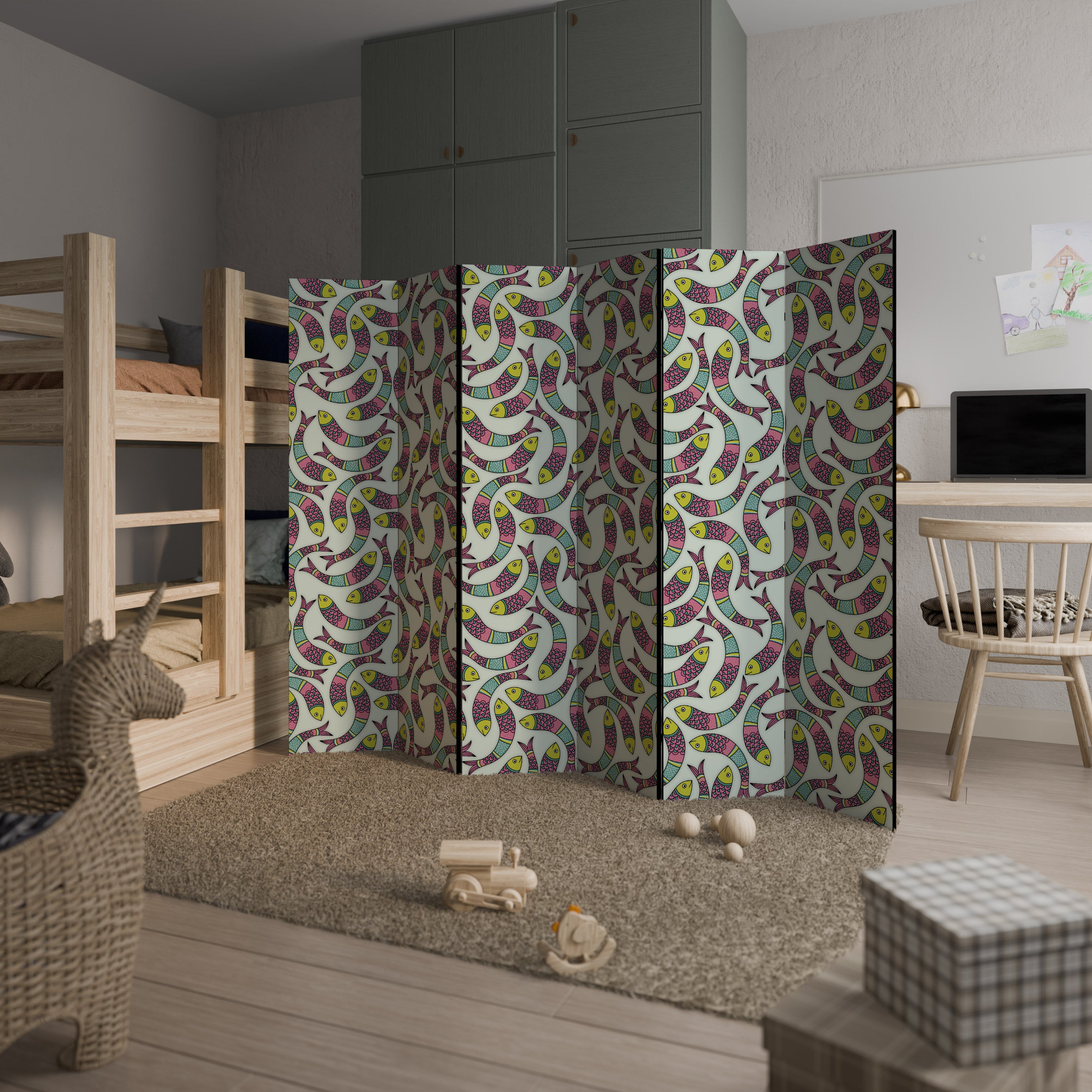 INDIAN FISH Decorative 6-Panel Room Divider
