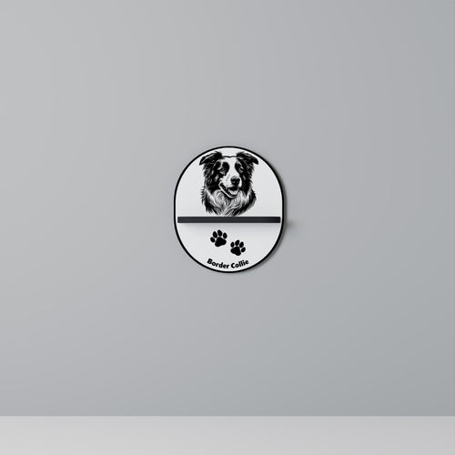 BORDER COLLIE Oval Art Shelf In Black Finish