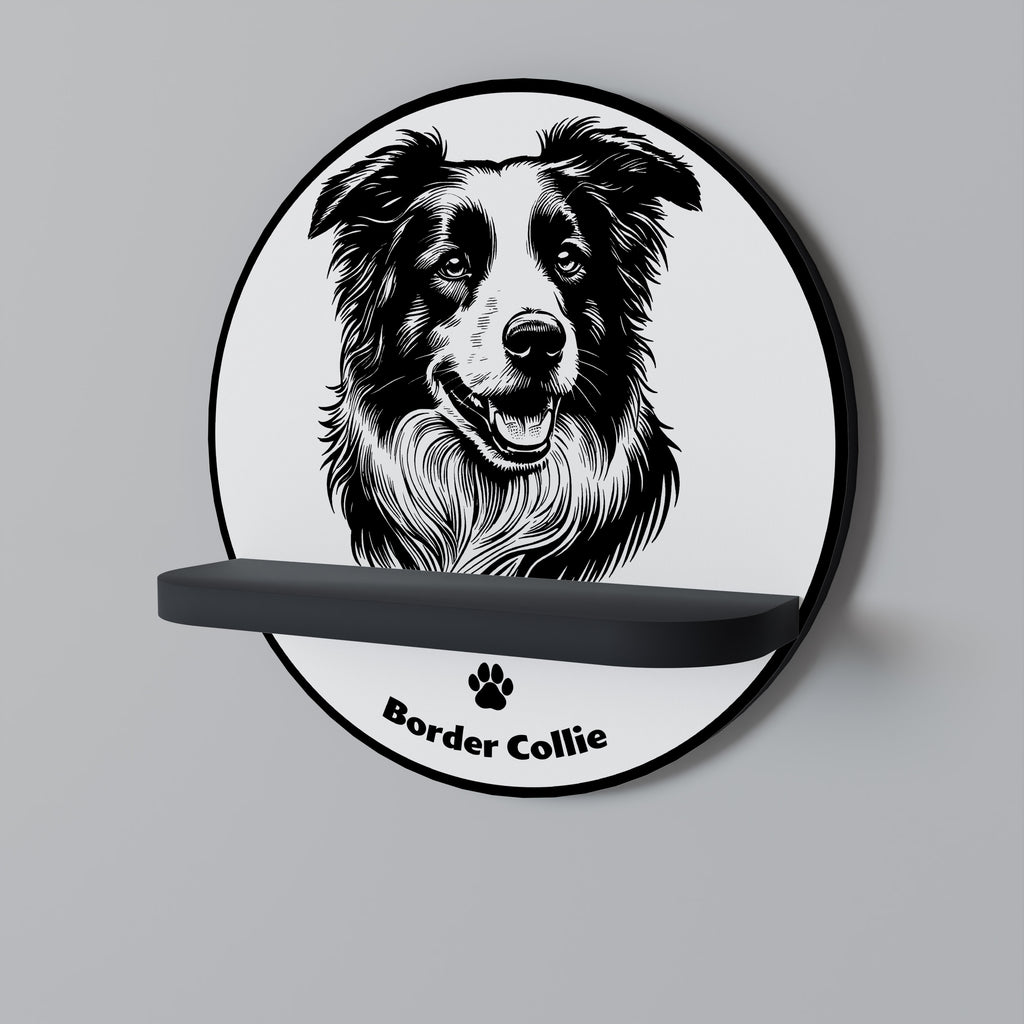 Estantería de arte redonda BORDER COLLIE con acabado negro