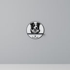 BORDER COLLIE Round Art Shelf In Black Finish