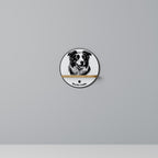 BORDER COLLIE Round Art Shelf In Oak Effect