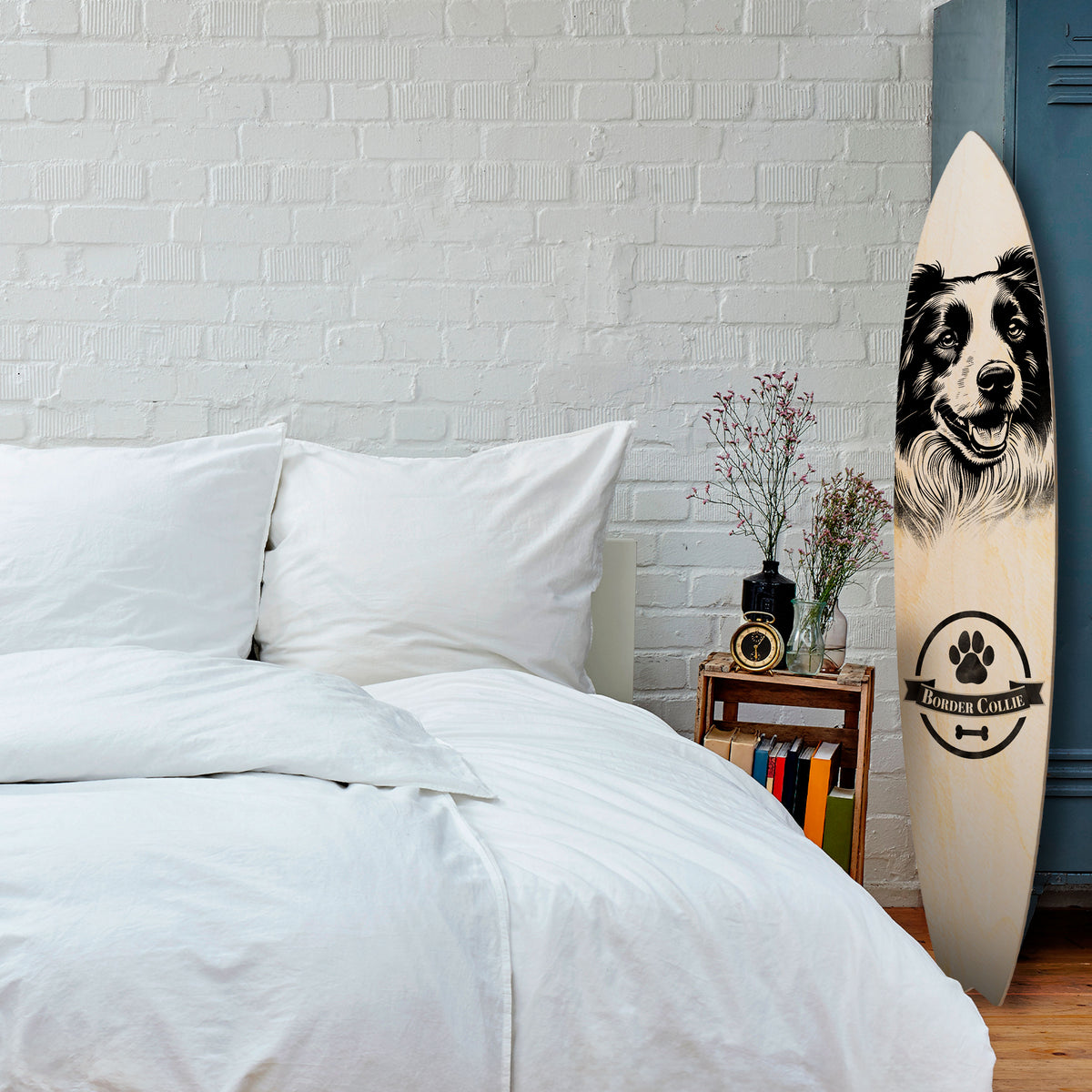 BORDER COLLIE Panel decorativo de tabla de surf