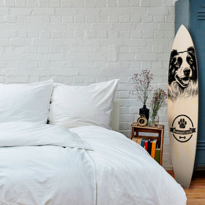 BORDER COLLIE Panel decorativo de tabla de surf
