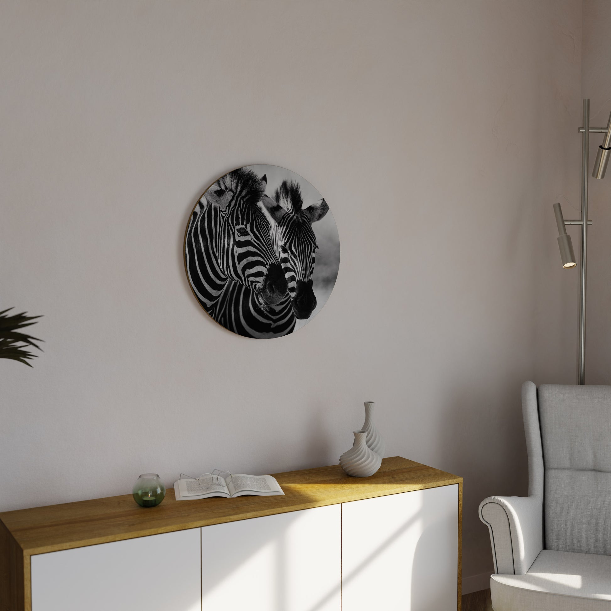 Arte de pared redondo SINFONÍA DE RAYAS
