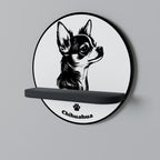 CHIHUAHUA DOG Estante Redondo Decorativo en Acabado Negro