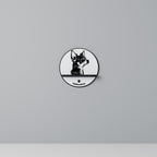 CHIHUAHUA DOG Estante Redondo Decorativo en Acabado Negro