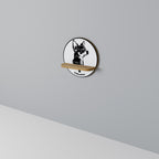CHIHUAHUA DOG Round Art Shelf In Oak Effect