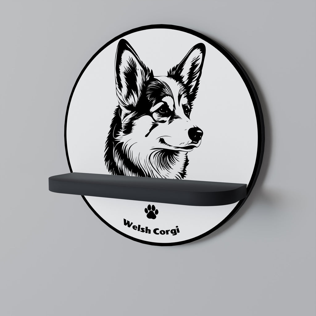 Estantería de arte redonda WELSH CORGI PEMBROKE con acabado negro