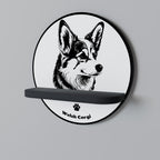 WELSH CORGI PEMBROKE Round Art Shelf In Black Finish