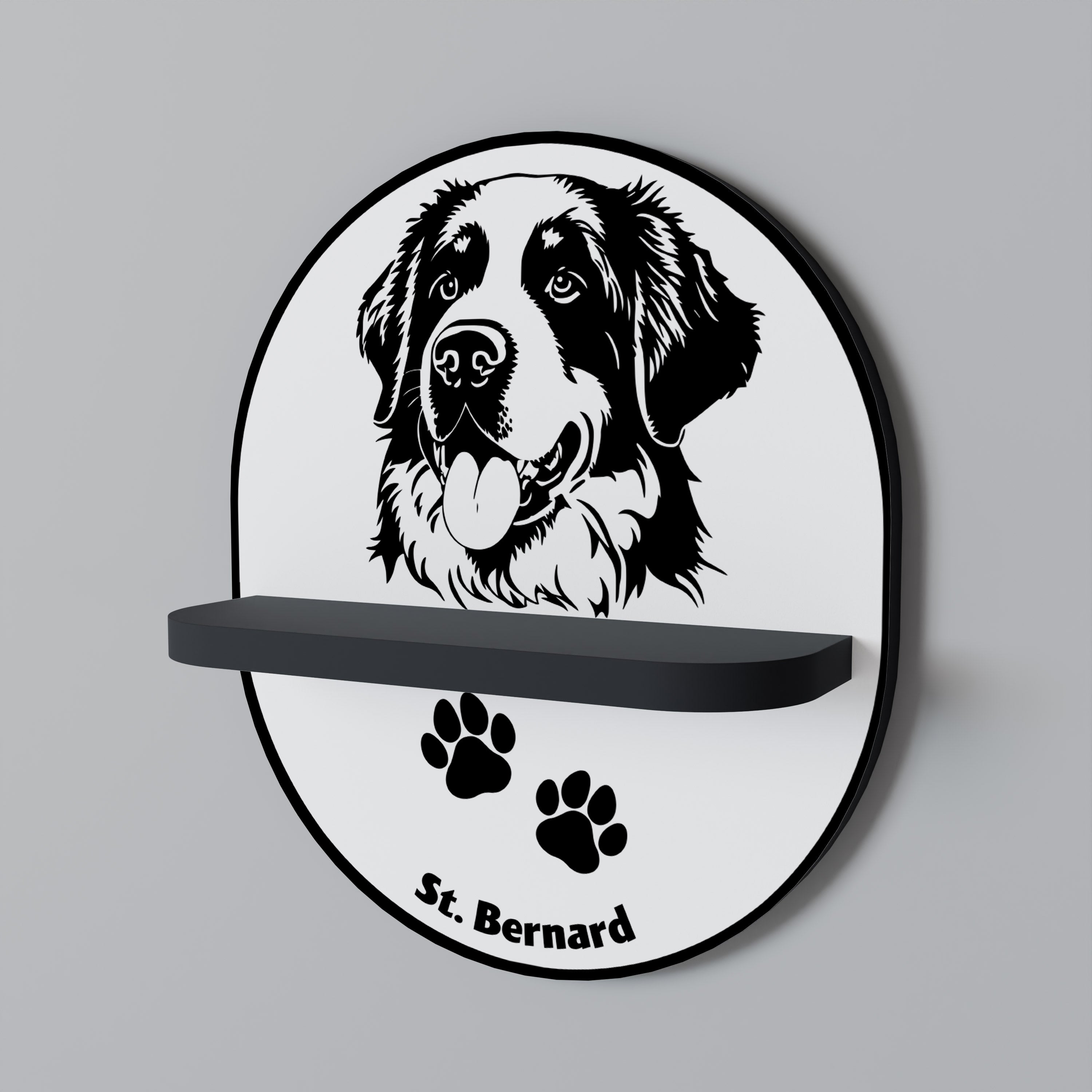 SAINT BERNARD Oval Art Shelf In Black Finish