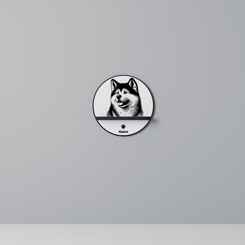AKITA DOG Estante Redondo Decorativo en Acabado Negro