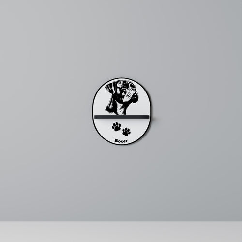 BOXER DOG Estante Ovalado Decorativo en Acabado Negro