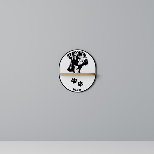 BOXER DOG Estante Ovalado Decorativo en Efecto Roble
