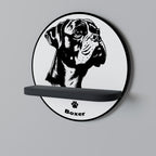 BOXER DOG Round Art Shelf In Black Finish