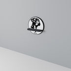 BOXER DOG Round Art Shelf In Black Finish