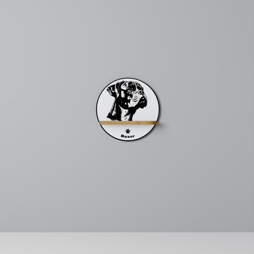 BOXER DOG Estante Redondo Decorativo en Efecto Roble