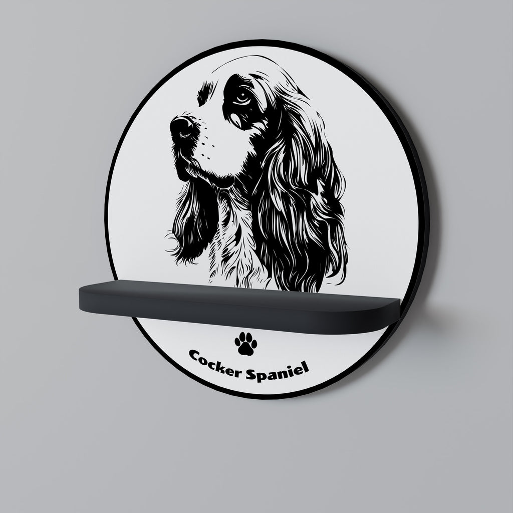 Estantería de arte redonda con acabado negro para Cocker Spaniel Inglés