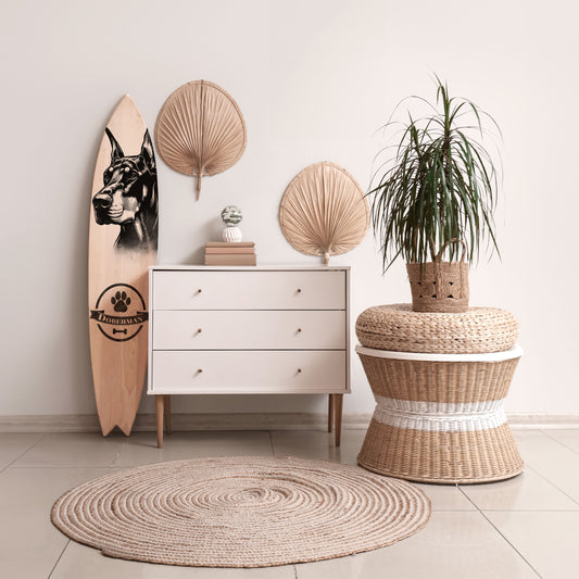 DOBERMAN DOG Panel decorativo de tabla de surf