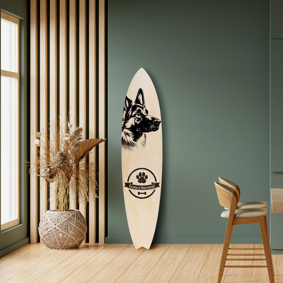GERMAN SHEPARD Panel decorativo de tabla de surf