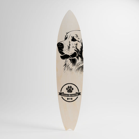 GOLDEN RETRIEVER Panel decorativo de tabla de surf
