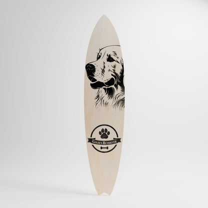 GOLDEN RETRIEVER Panel decorativo de tabla de surf