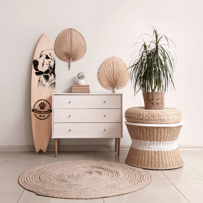 GOLDEN RETRIEVER Panel decorativo de tabla de surf