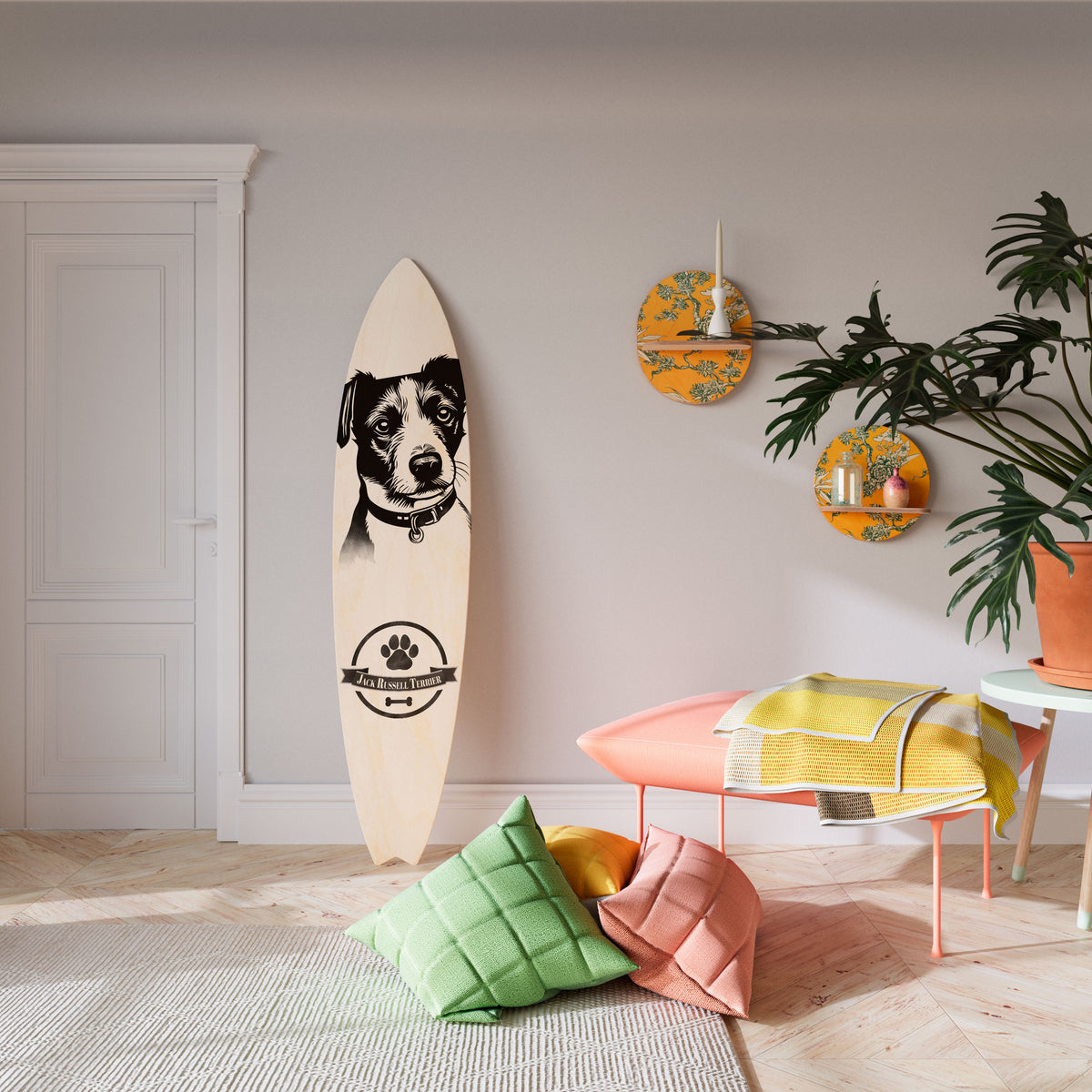 JACK RUSSEL TERRIER Panel decorativo de tabla de surf