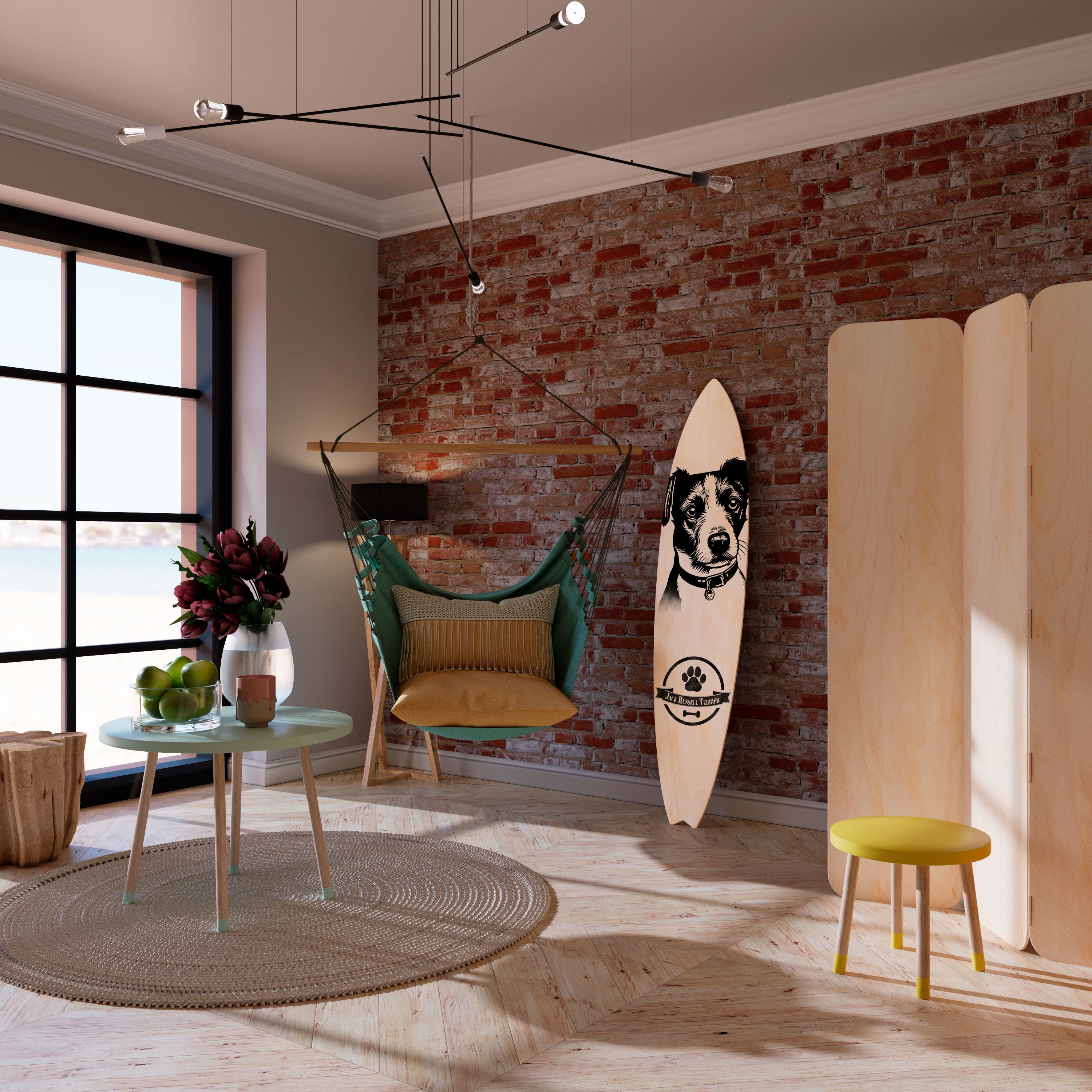 JACK RUSSEL TERRIER Panel decorativo de tabla de surf