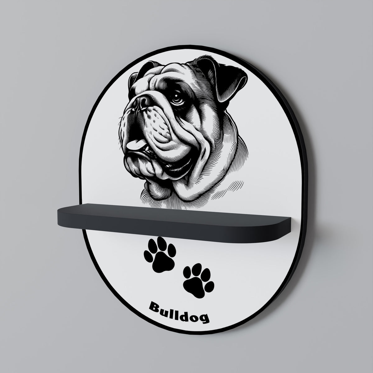 BULLDOG DOG Art Shelf